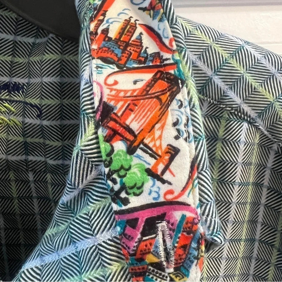 Robert Graham Sz L London Plaid Flip Cuff Colorful Long Sleeve Shirt London - Picture 3 of 17